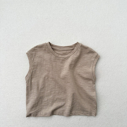 MyKids-USA® Kids Unisex Crew Neck Sleeveless Thin Solid Color Top Vest