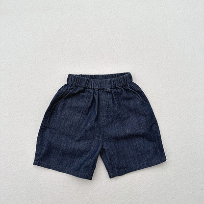 MyKids-USA® Unisex Dark Blue Denim Shorts