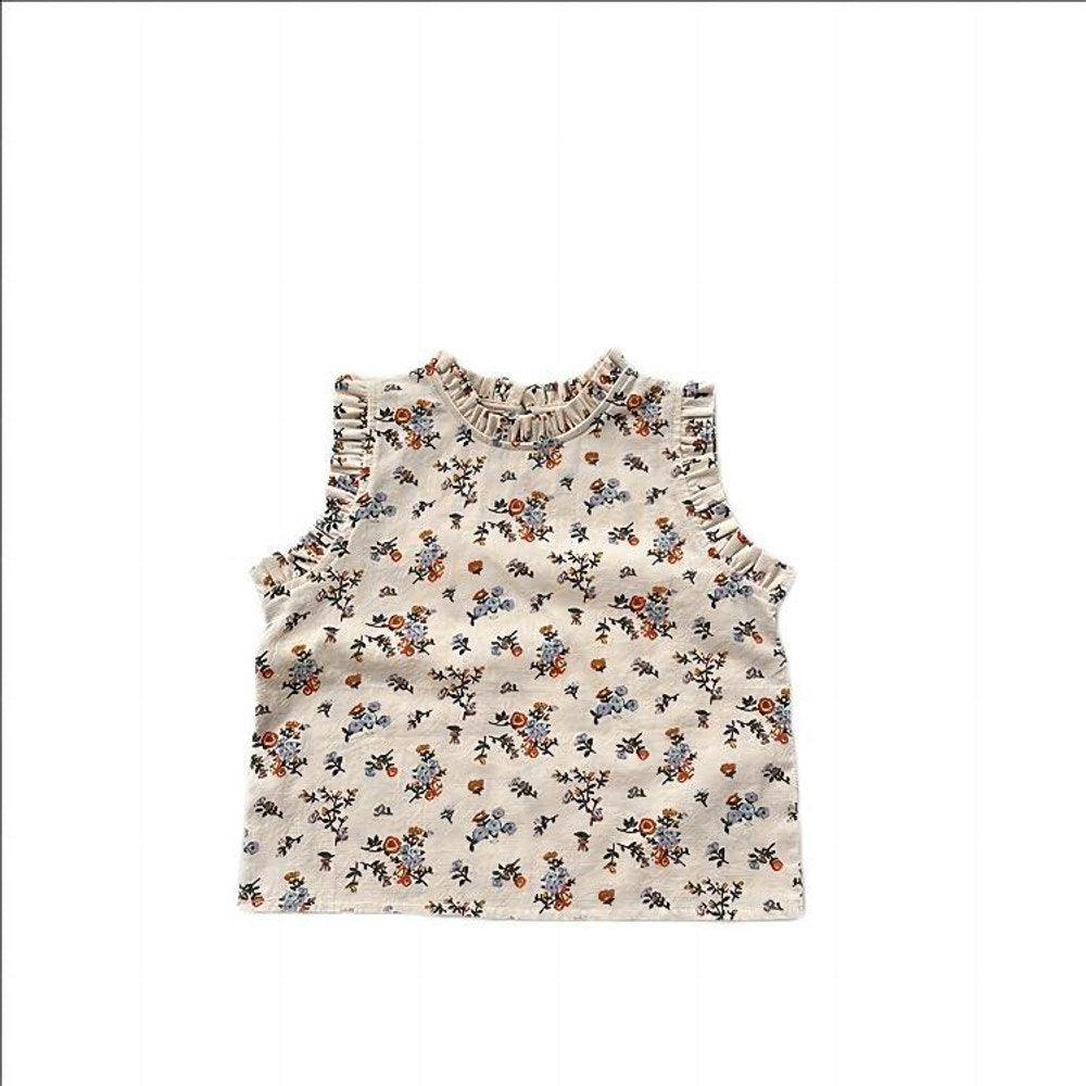 MyKids-USA® Arrival Kids Girls Ruffle Neck Sleeveless Thin Top Vest