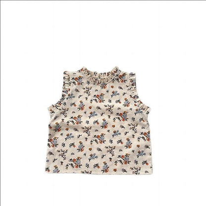 MyKids-USA® Arrival Kids Girls Ruffle Neck Sleeveless Thin Top Vest