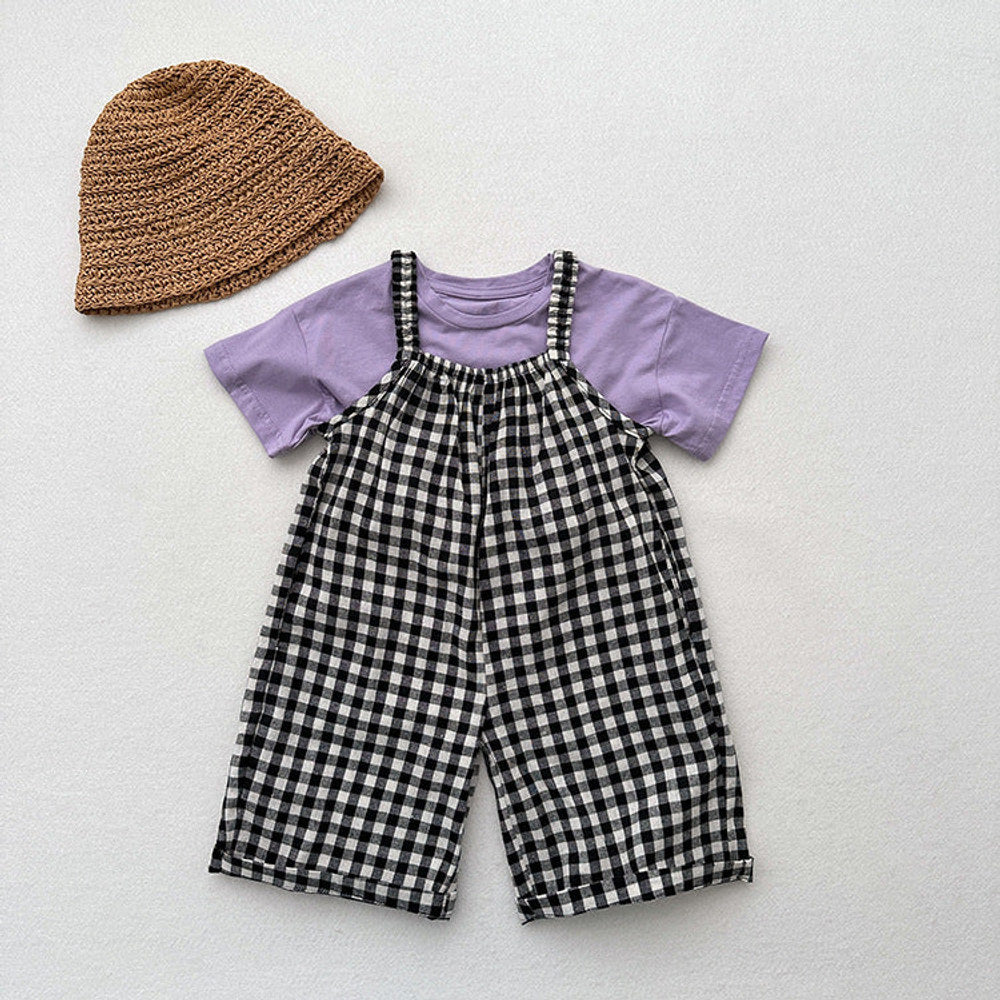 MyKids-USA® Baby Girl Plaid Pattern Sleeveless Strap Rompers