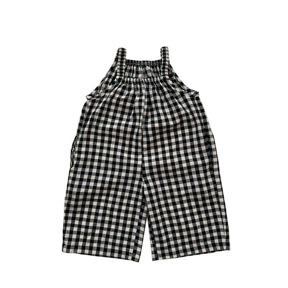 MyKids-USA® Baby Girl Plaid Pattern Sleeveless Strap Rompers