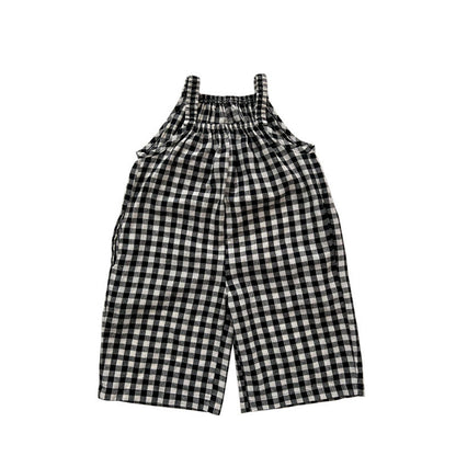 MyKids-USA® Baby Girl Plaid Pattern Sleeveless Strap Rompers