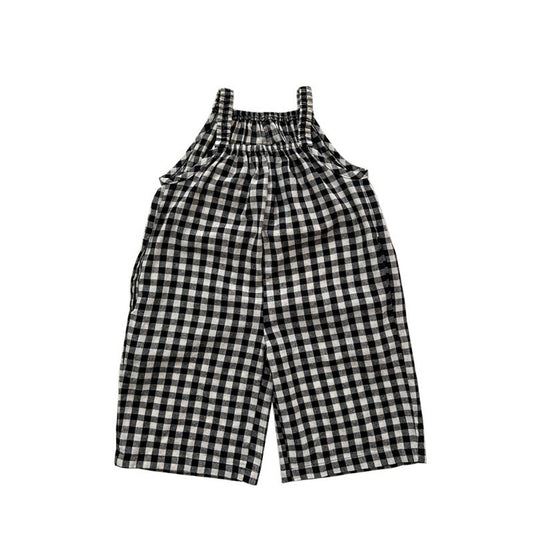 MyKids-USA® Baby Girl Plaid Pattern Sleeveless Strap Rompers
