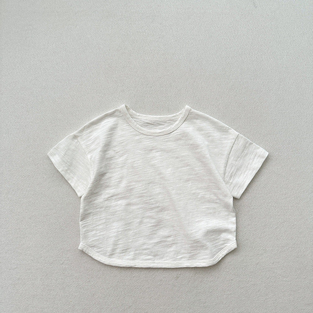 MyKids-USA® Kids Unisex Crew Neck Short Sleeves Thin Solid Color Loose Top Base T-Shirt
