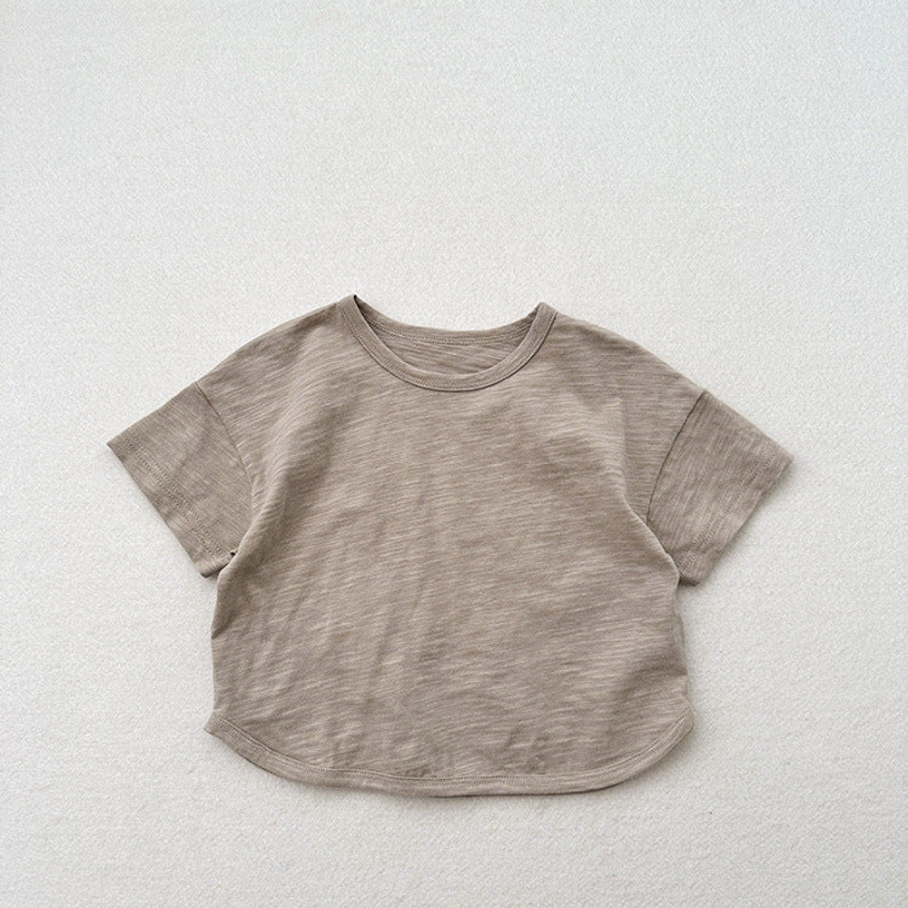 MyKids-USA® Kids Unisex Crew Neck Short Sleeves Thin Solid Color Loose Top Base T-Shirt