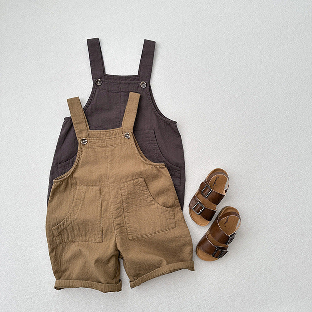 MyKids-USA® Baby Kids Unisex Solid Color Cotton Overalls