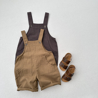 MyKids-USA® Baby Kids Unisex Solid Color Cotton Overalls