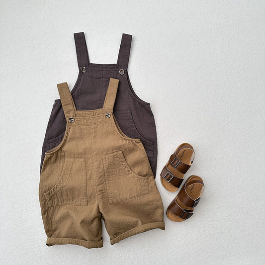MyKids-USA® Baby Kids Unisex Solid Color Cotton Overalls