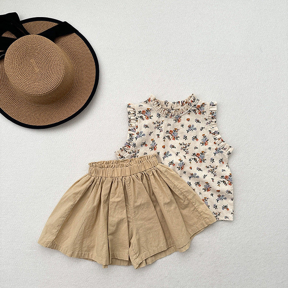 MyKids-USA® Kids Girls Ruffle Pleated Solid Color Casual Skirt