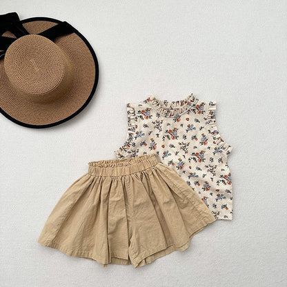 MyKids-USA® Kids Girls Ruffle Pleated Solid Color Casual Skirt