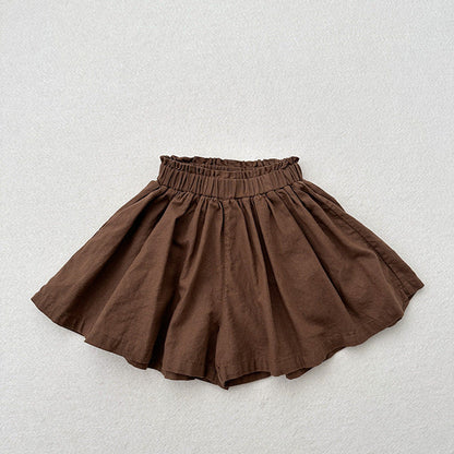 MyKids-USA® Kids Girls Ruffle Pleated Solid Color Casual Skirt