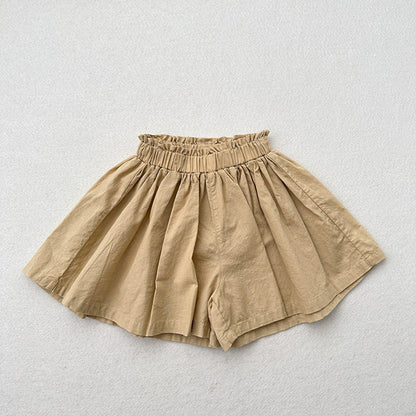 MyKids-USA® Kids Girls Ruffle Pleated Solid Color Casual Skirt