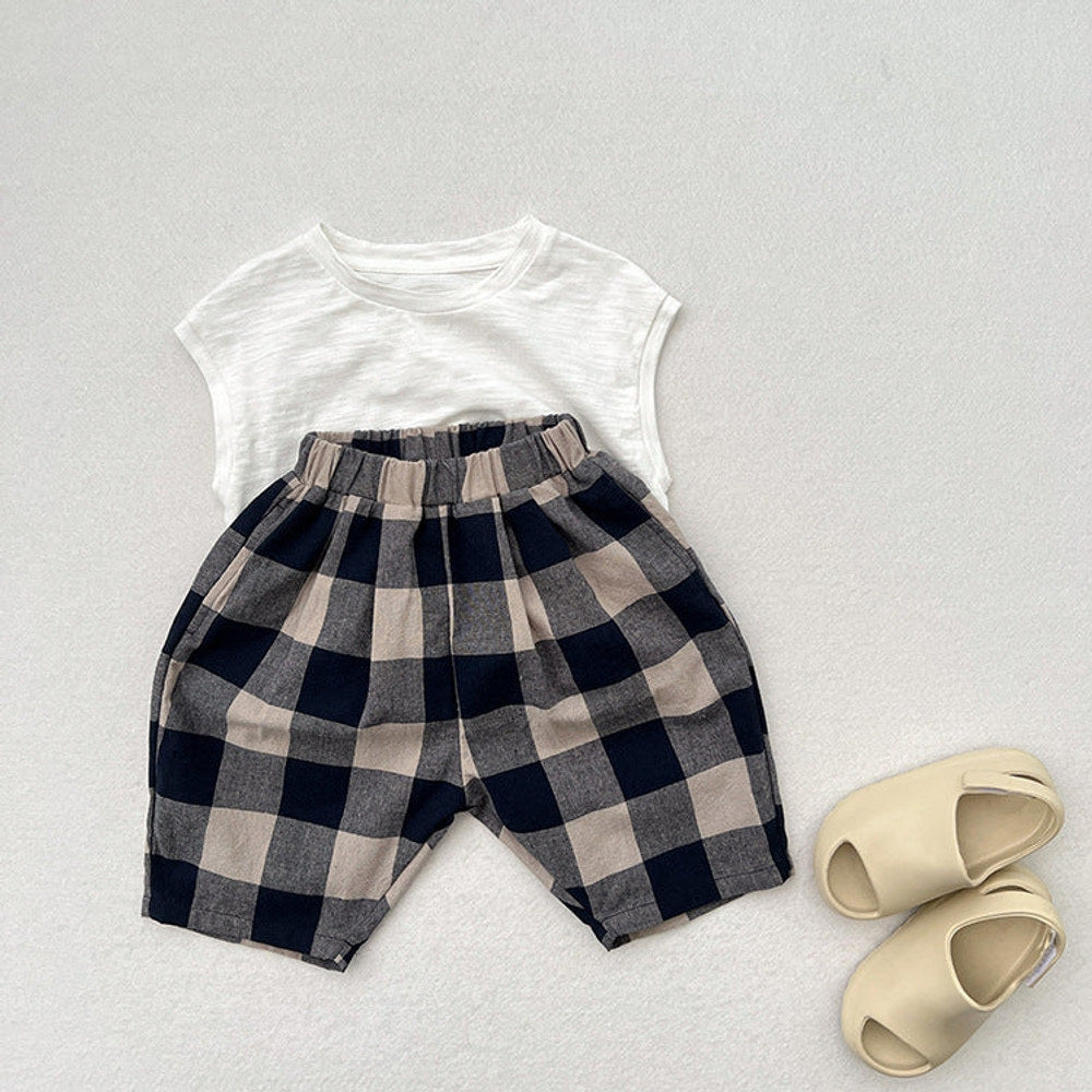 MyKids-USA® Unisex Plaid Soft Cotton Thin Pants