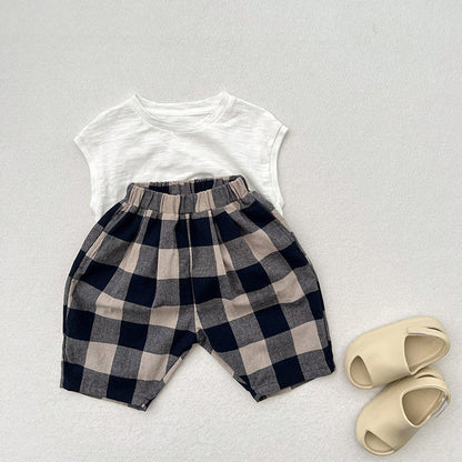 MyKids-USA® Unisex Plaid Soft Cotton Thin Pants