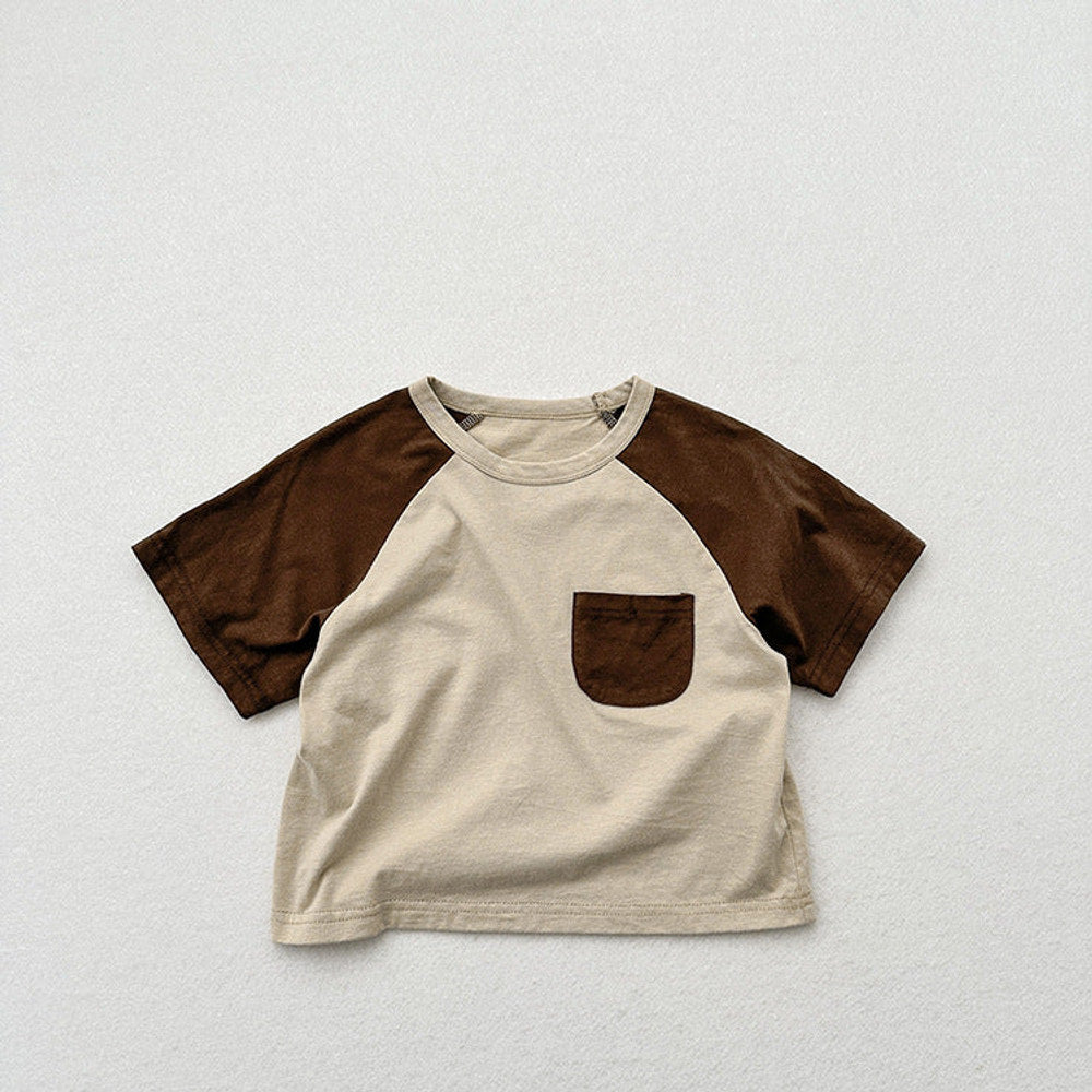 MyKids-USA® Kids Unisex Soft Comfortable Short Sleeves Color Patchwork Thin Top Base T-Shirt