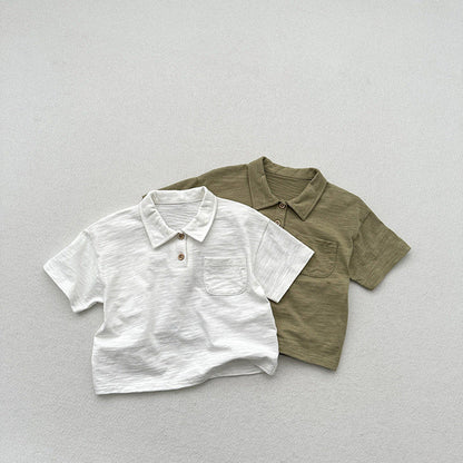 MyKids-USA® Kids Unisex Soft Comfortable Short Sleeves Thin Solid Color Turndown Collar Polo Shirt