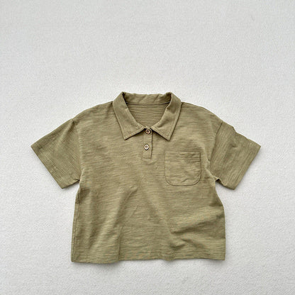 MyKids-USA® Kids Unisex Soft Comfortable Short Sleeves Thin Solid Color Turndown Collar Polo Shirt