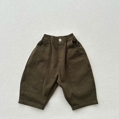 MyKids-USA® Unisex Plain Solid Color Cotton Washed Pants