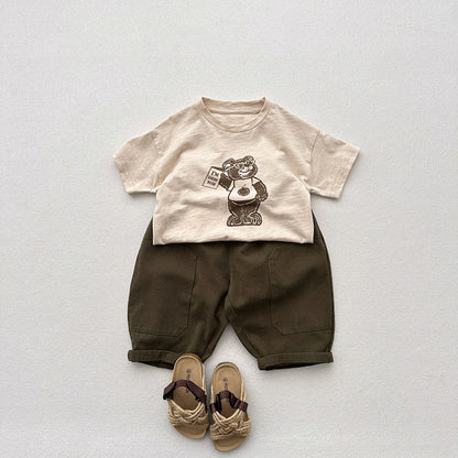 MyKids-USA® Unisex Plain Solid Color Cotton Washed Pants