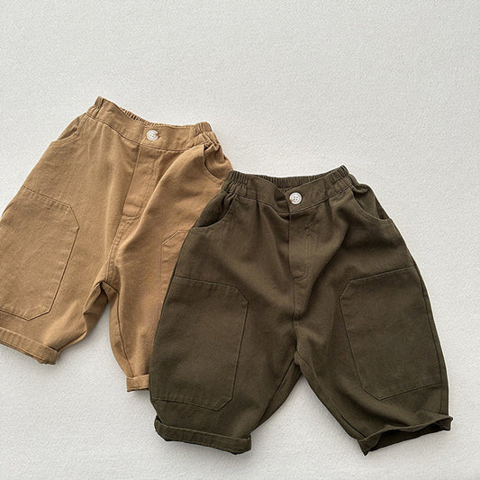 MyKids-USA® Unisex Plain Solid Color Cotton Washed Pants