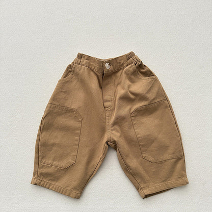 MyKids-USA® Unisex Plain Solid Color Cotton Washed Pants