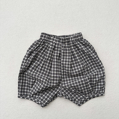 MyKids-USA® Unisex Plaid/Denim Soft Cotton Thin Shorts