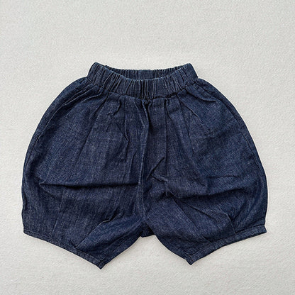 MyKids-USA® Unisex Plaid/Denim Soft Cotton Thin Shorts