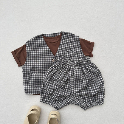 MyKids-USA® Unisex Plaid/Denim Soft Cotton Thin Shorts