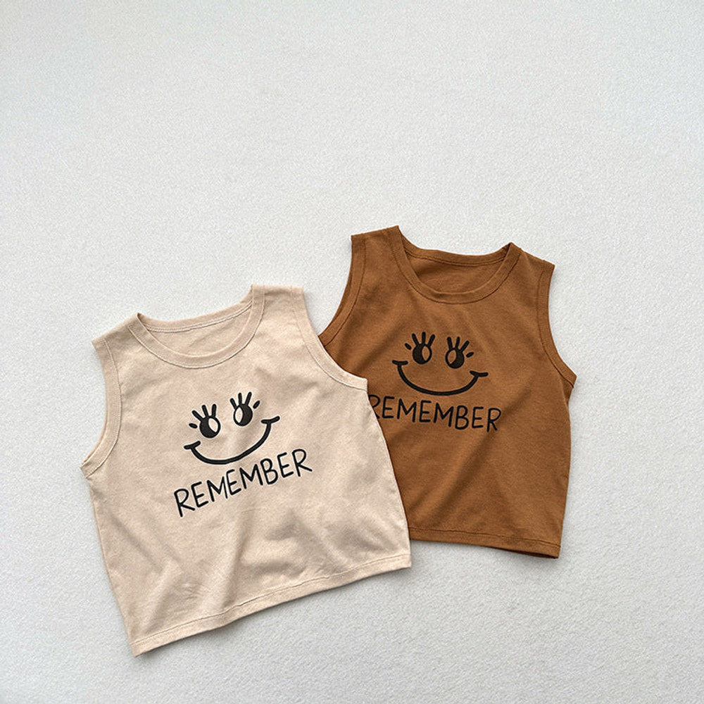 MyKids-USA® Kids Unisex Crew Neck Sleeveless Thin Cartoon And Letters Print Top Vest