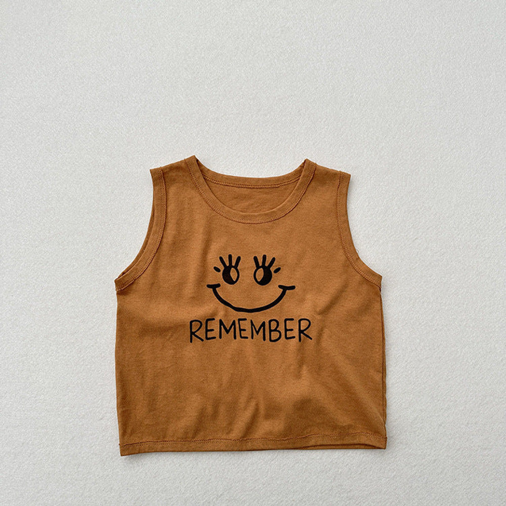 MyKids-USA® Kids Unisex Crew Neck Sleeveless Thin Cartoon And Letters Print Top Vest