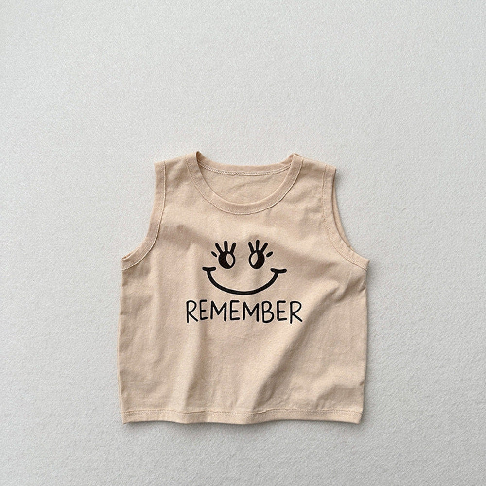 MyKids-USA® Kids Unisex Crew Neck Sleeveless Thin Cartoon And Letters Print Top Vest