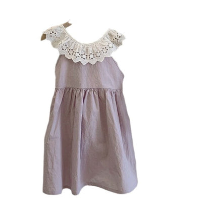 MyKids-USA® Baby Kids Girls Sleeveless Hollow Out Collar Princess Dress