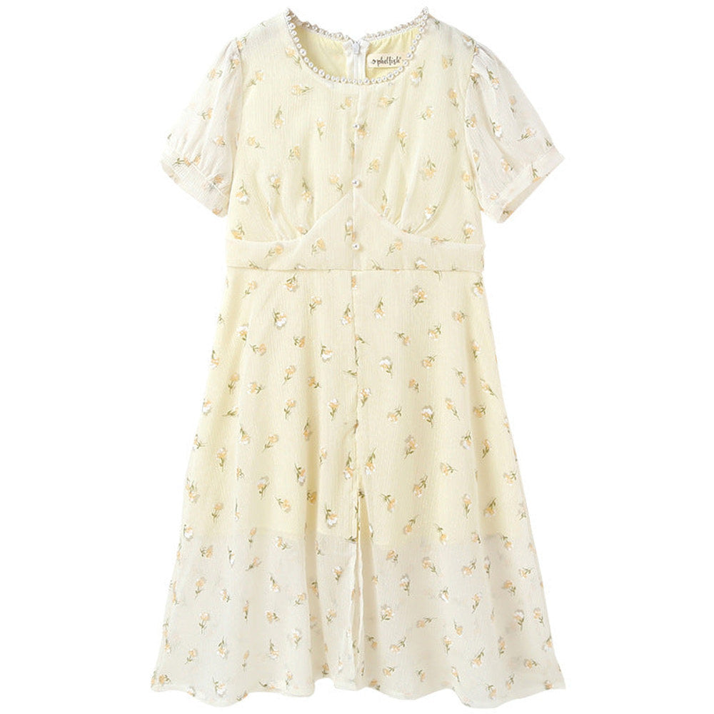 MyKids-USA® Kids Girls French Style Chiffon Fashion Short Sleeves Floral Dress