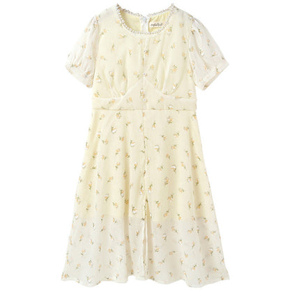 MyKids-USA® Kids Girls French Style Chiffon Fashion Short Sleeves Floral Dress