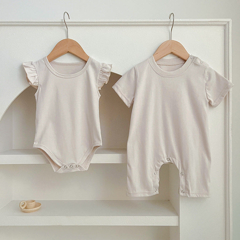 MyKids-USA® Baby Unisex Solid Color bodysuit And Romper Simple Plain Clothing Set