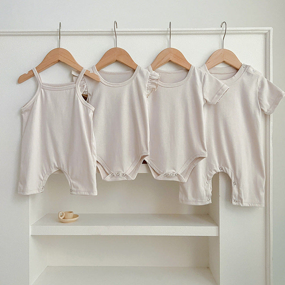 MyKids-USA® Baby Unisex Solid Color bodysuit And Romper Simple Plain Clothing Set