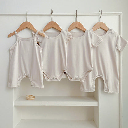 MyKids-USA® Baby Unisex Solid Color bodysuit And Romper Simple Plain Clothing Set