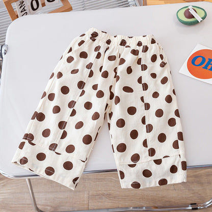 MyKids-USA® Kids Girls Thin Soft Breathable Polka Dots Pattern Casual Pants