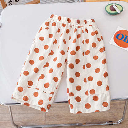 MyKids-USA® Kids Girls Thin Soft Breathable Polka Dots Pattern Casual Pants