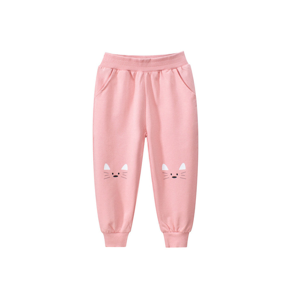 MyKids-USA® Baby Girls Elastic Breathable Catty Face Pattern Simple Pants
