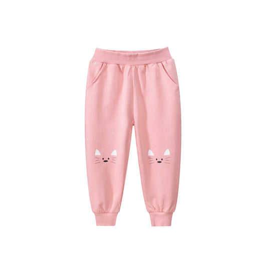 MyKids-USA® Baby Girls Elastic Breathable Catty Face Pattern Simple Pants