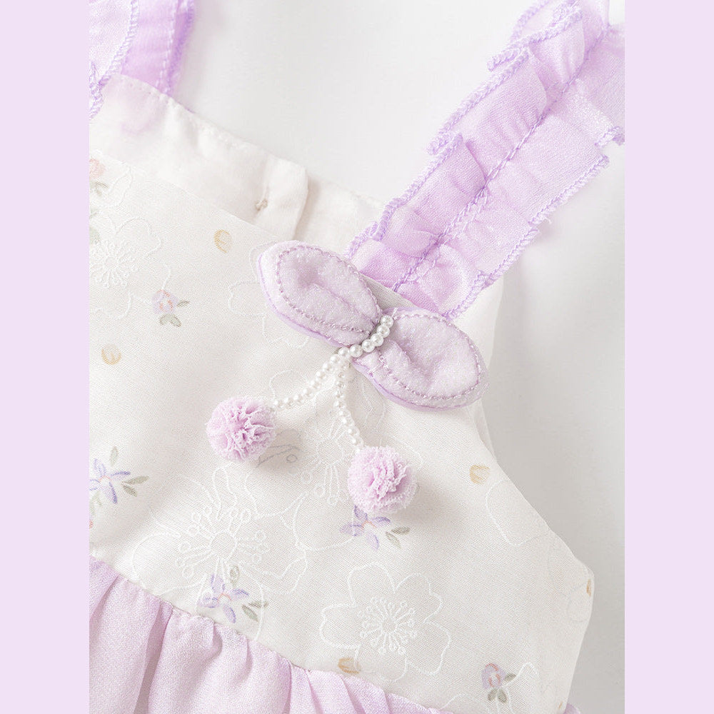 MyKids-USA® Baby Girls Light Purple Floral Pattern Sleeveless Sweet Cute bodysuit