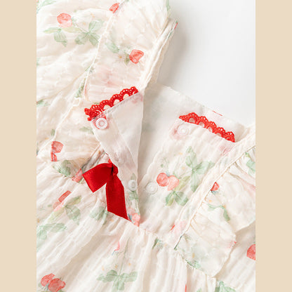 MyKids-USA® Baby Girls Light Fruits Pattern Short Sleeves Sweet Cute Dress