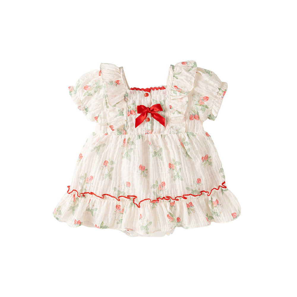 MyKids-USA® Baby Girls Light Fruits Pattern Short Sleeves Sweet Cute Dress