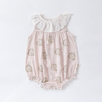 MyKids-USA® Baby Unisex Various Print Sleeveless Hollow Out Collar bodysuit