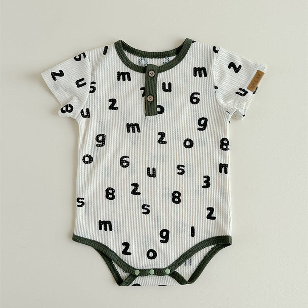 MyKids-USA® Baby Unisex Letters Pattern Round Neck Short-Sleeve bodysuit