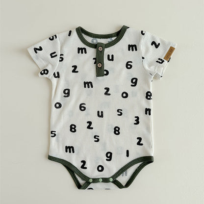 MyKids-USA® Baby Unisex Letters Pattern Round Neck Short-Sleeve bodysuit