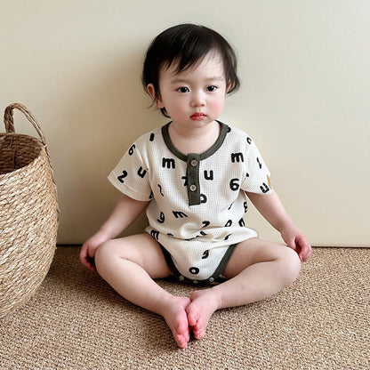 MyKids-USA® Baby Unisex Letters Pattern Round Neck Short-Sleeve bodysuit