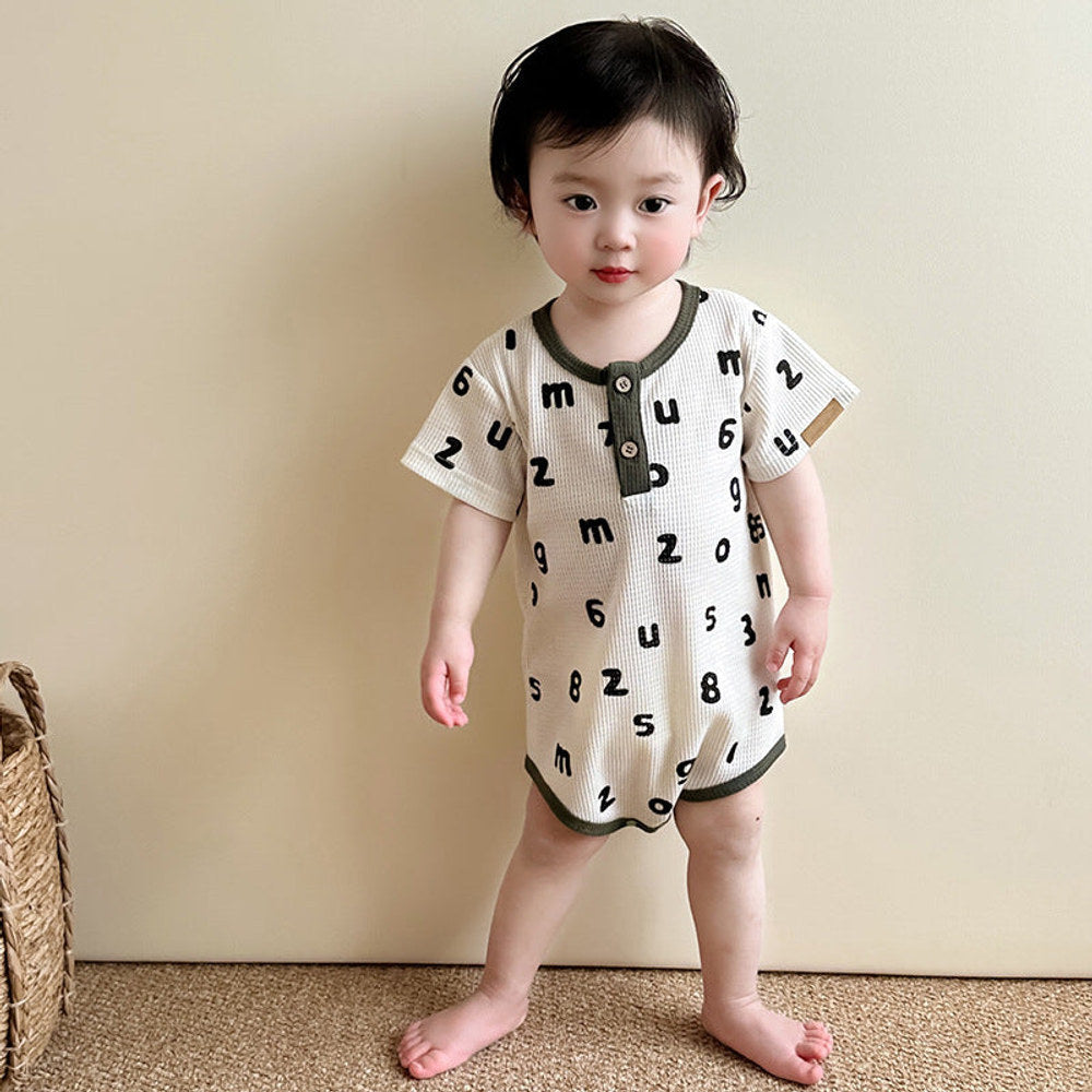 MyKids-USA® Baby Unisex Letters Pattern Round Neck Short-Sleeve bodysuit